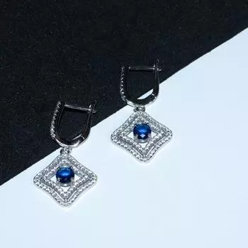 5 мм квадратные полые серьги-подвески из стерлингового серебра 925 пробы с нано-сапфиром и кубическим цирконием AAA синий