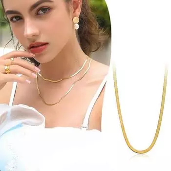 5 мм плоская цепочка-елочка ожерелье для мужчин или женщин 24 дюйма One Size золотой