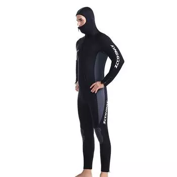 5 мм женский цельный водолазный костюм с капюшоном и молнией спереди мужской толстый и теплый костюм для серфинга устойчивый к холоду купальный костюм M бездна