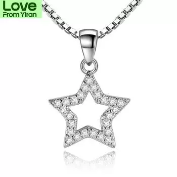 5 моделей 925 стерлингового серебра кристалл циркон звезда сердце круг квадратный кулон ожерелье для женщин подходит 45 см цепь чокер Kolye