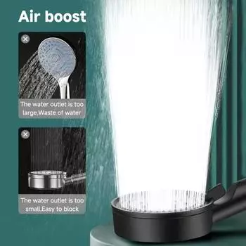 5 modes booster shower head multifunctional adjustable large water volume shower head massage bathroom accessories