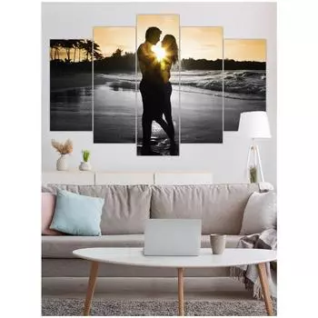 5 Модульная картина на холсте, большая стена, спальня, гостиная, закат, море, пляж, декоративная живопись Medium Size Unframed Canvas