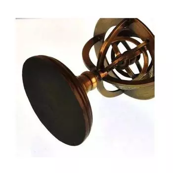 5 Nautical Brass Armillary Sphere World Globe Rosewood Base Table Decor Gift