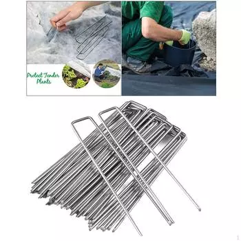5 оцинкованных кольев, скоб для газона для ограждений из искусственной травы серебряный