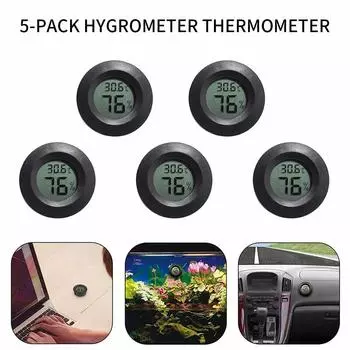 5-Pack гигрометр цифровой ЖК-монитор влажности в помещении и на открытом воздухе чёрный