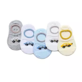 5-pack Toddler Invisible Low-cut Silk Socks Lightweight Breathable Cartoon Non-slip Ultra-thin Baby Socks 0-5 Years Big Eye Car S 0 to 1 Years