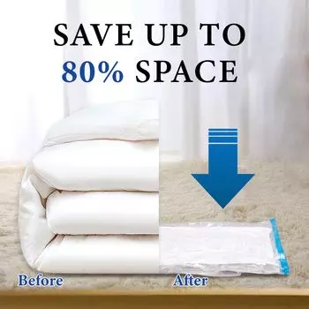 5 Pack Vacuum Storage Bags, Space Saver Bags Compression for Comforters and Blankets, Sealer Clothes Travel Packing Organizer Show In Picture