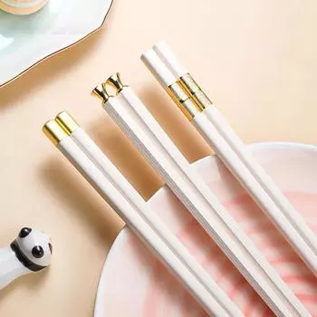 5 Pair Reusable Chinese Chopsticks Reusable Alloy Non-Slip Japanese Sushi Chop Sticks Set Chopsticks Kitchen Tableware Gift