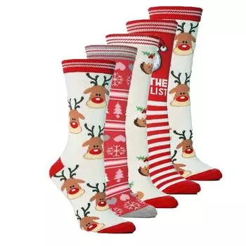 5 Pair Unisex Casual Christmas Cute Cartoon Thickness Stockings Sleeping Socks