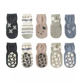 5 Pairs Baby Anti-Slip Socks Cute Cartoon Boy Girl Soft Cotton Newborn Short Kids Warm Floor Lovely Socks Children Toddler Sock S(0-1Y)
