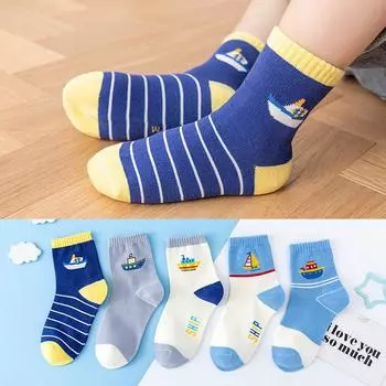 5 Pairs Baby Children s Socks Cartoon Spring Autumn Animal Kids Sock Girls Cute Boy Toddler Socks 1-12 Years 3-5T (13-15cm)