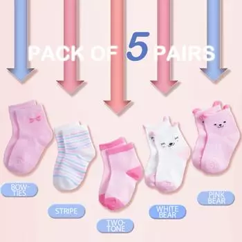 5 Pairs Boys Socks For Kids 0 To 8 Years Girls School Socks Set Breathable Cotton 100 Casual Sports Children s Socks Anti Slip 0-1 Years