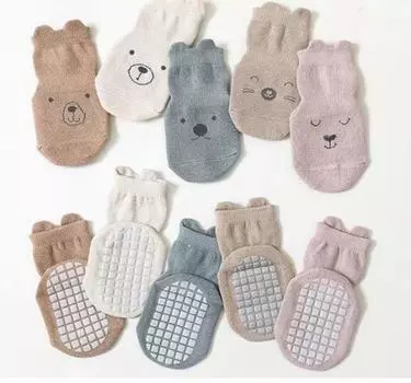 5 Pairs Cartoon Baby Floor Socks 0-3Y Infant Girls Bear Anti Slip Walking Stockings Toddler 4 Seasons Tube Socks Accessories L for 1-3Y
