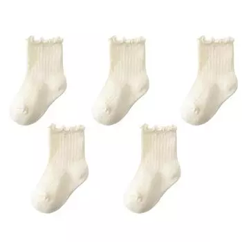 5 Pairs Infant Newborn Baby Anti-Slip Socks 5colored Bear Print Baby Girl Cotton Socks Solid Autumn Toddler Boys Knee Floor Sock S for 0-1 years