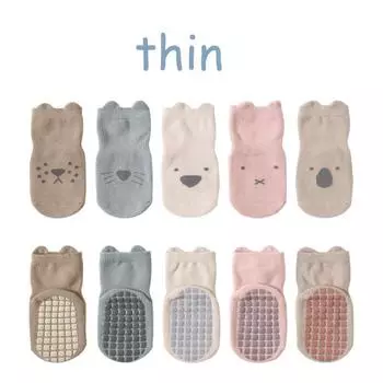 5 Pairs Infant Newborn Baby Anti-Slip Socks For Girls and Boys Accessories Toddler Cute Cartoon Floor Stockings S for 0-1Y