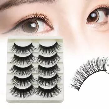 5 Pairs Long Thick Eye Lashes Fake Cross Eyelashes Beauty Makeup