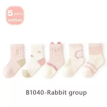 5 Pairs/Lot Baby Socks Summer Mesh Children Socks Cartoon Midtube Thin Cotton Kids Socks For Boys And Girls S(0-1Y)