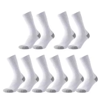 5 Pairs Men s Cotton Crew Sock Moisture Wicking Athletic Performance Socks Soft Breathable Running Socks for Daily Wear Exercise белый