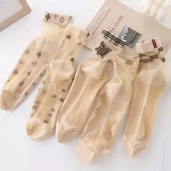 5 Pairs of Crystal Silk Stockings Women s Midsole Summer Thin Breathable Sweat Absorbing Anti Hook Silk Socks 5 Pairs