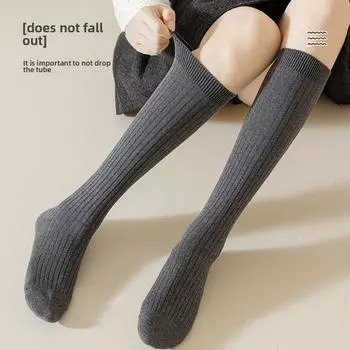 5 Pairs of Female Autumn Anti-pilling Wide Striped Slim Knee High Pile Socks 5 Pairs