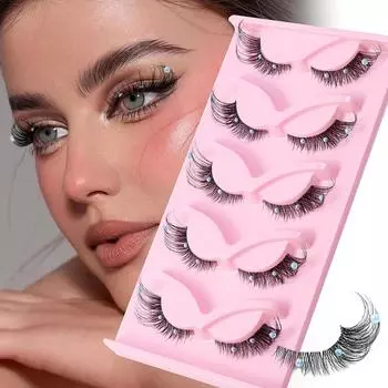 5 Pairs of Fox Eye Transparent Stem False Eyelashes Stage Performance Decoration Eyelashes Makeup Cilia Ciliasas 1
