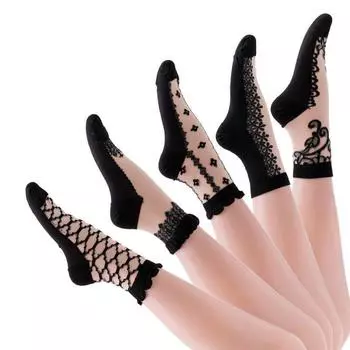 5 Pairs of Silk Stockings Women s Midsole Cool In Summer Sweat Absorbing Breathable Crystal Glass New Embroidered Design 5 pairs