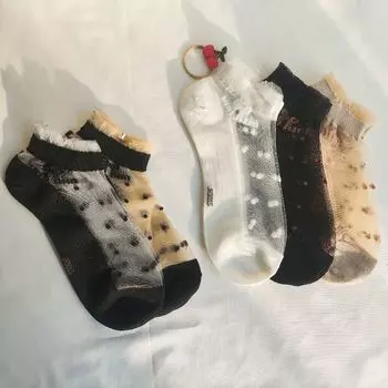 5 Pairs of Women s Versatile Summer Thin Crystal Socks with Loose Mouth Breathable and Non Slip Cotton Bottom Stockings 5 Pairs