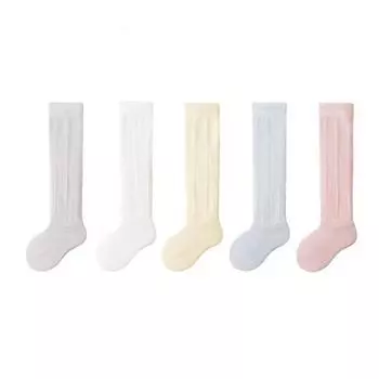 5 Pairs/set Baby Hollow Out Long Socks Breathable Mesh Cotton Princess Boneless Knee High Sock Summer Thin Newborn Socks 0-2Yrs 6-12M(M)