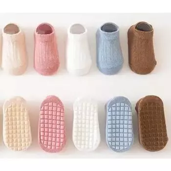 5 pairs Spring Summer Newborn Baby Socks Solid Color Infant Baby Floor Socks Soft Cotton Anti-slip Boat Socks For Girls Boys 0-5 S(0-1T)