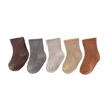 5 Pairs Unisex 100% Cotton Baby Girl Socks Non-Slip Solid Color 0-5T Elasticity Newborn Baby Boy Socks Infant Accessories XS(0-6M)