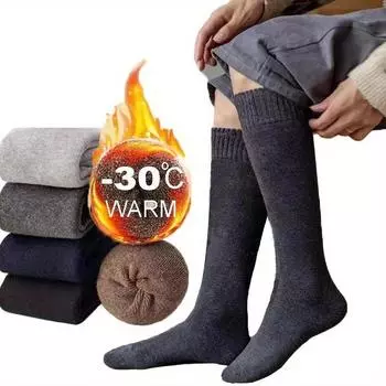 5 Pairs Women s Winter Thermal Knee-High Socks - Thickened -30°C Warmth, Soft Polyester, Solid Color for Sports , Cold Weather Essentials 5 Pairs