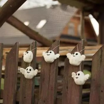 5 пакетов из шерстяного фетра, кулон с призраком, счастливый Хэллоуин, призрак, украшения ручной работы, милая вечеринка на Хэллоуин
