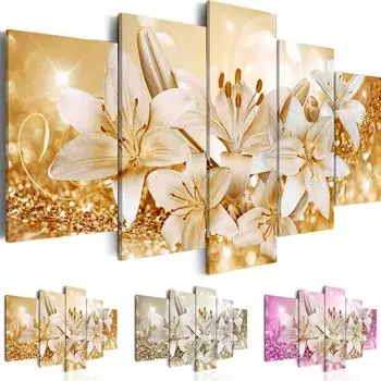 5-панельная многокартинная комбинация настенное искусство постер холст картина лилия картины маслом