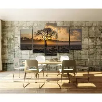 5-панельный постер с изображением восхода солнца, дерева, пейзажа, фото для декора гостиной, холст, картина, винтажное настенное искусство, напечатанные фотографии в рамке Medium Size Unframed Canvas