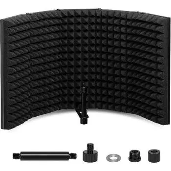 5-панельный профессиональный складной микрофонный экран, абсорбирующая пена высокой плотности для фильтрации вокала, для большинства записывающего оборудования для конденсаторных микрофонов