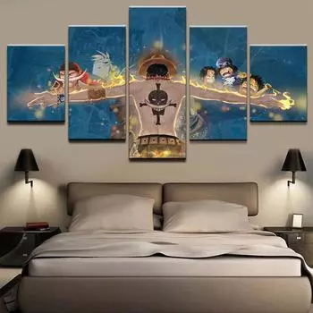 5 панелей аниме Cuadros Fire Fist Ace настенные художественные постеры холст картины HD принты картины домашний декор для украшения гостиной 20x35cm*2 20x45cm*2 20x55cm*1