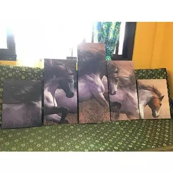 5 панелей «Бегущие лошади», абстрактное масло, скандинавский холст, живопись, постеры и принты с животными, модульные настенные художественные фотографии, домашний декор для комнаты 20x35 20x45 20x55cm