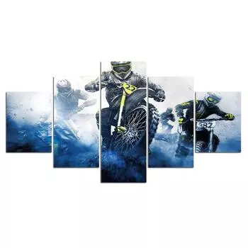 5 панелей фотографии мотоциклов холст живопись домашний декор настенное искусство Motor Rider HD печатает плакат для гостиной 20x35cm*2 20x45cm*2 20x55cm*1