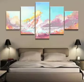5 панелей Fox Demon Little Matchmaker анимация холст печатная картина для гостиной Настенный декор HD картина произведения искусства плакат без рамки 20x35cm*2 20x45cm*2 20x55cm*1