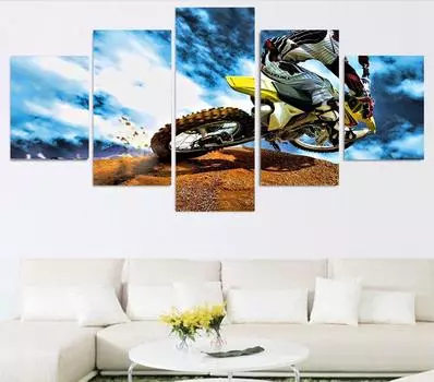 5 панелей искусство небо мотокросс гонки живопись холст печать современная картина настенный художественный декор дома без рамы 20x35cm*2 20x45cm*2 20x55cm*1