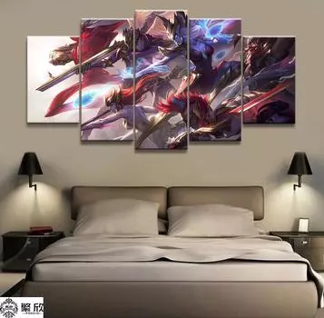 5 панелей Legends League S6 SKT игра напечатанная на холсте картина для гостиной настенный художественный декор HD картина произведения искусства плакат без рамки 20x35cm*2 20x45cm*2 20x55cm*1