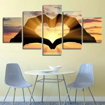 5 панелей океан любовь сердца холст картины пейзажные постеры и принты настенные художественные картины для современного декора гостиной без рамки 20x35cm*2 20x45cm*2 20x55cm*1