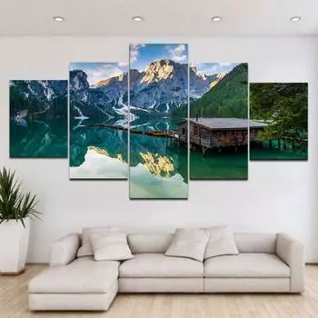 5 панелей пейзаж озеро Брайес Альпы гора холст живопись природа дом постеры и принты настенные панно домашний декор без рамки 20x35cm*2 20x45cm*2 20x55cm*1