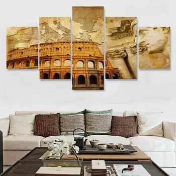 5 панелей пейзаж Великая Римская империя холст живопись абстрактные ретро постеры и принты Quadros домашний декор настенная картина без рамки 20x35cm*2 20x45cm*2 20x55cm*1