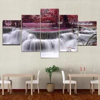 5 панелей пейзаж Восток Писуа водопад холст картины постеры и принты настенные художественные фотографии гостиная домашний декор без рамки 20x35cm*2 20x45cm*2 20x55cm*1