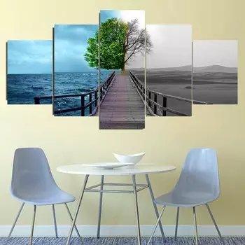5 панелей пейзаж земля сезон погода дерево пустыня море холст картины постеры и принты настенные художественные фотографии домашний декор без рамки 20x35cm*2 20x45cm*2 20x55cm*1