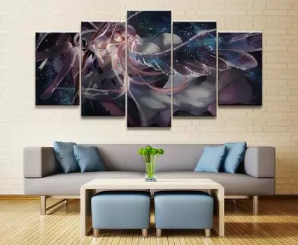 5 панелей Волшебный ангел девушка анимация холст печатная картина для гостиной Настенный декор картина произведения искусства плакат без рамки 20x35cm*2 20x45cm*2 20x55cm*1