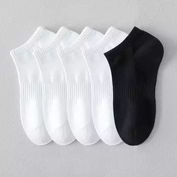 5 пар 100% хлопок летние мужские носки-лодочки черно-белые однотонные впитывающие женские антизапаховые дышащие низкие спортивные носки EU38-45(US 6-12)