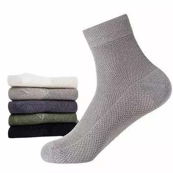 5 пар 168-пиновых весенне-летних мужских сетчатых носков среднего размера, дышащие однотонные носки из полиэстера и хлопка, спортивные носки One Size