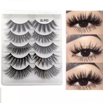 5 пар 3d накладных ресниц, натуральные мягкие стереоскопические многослойные плотные ресницы Curl 7mm, GL-700